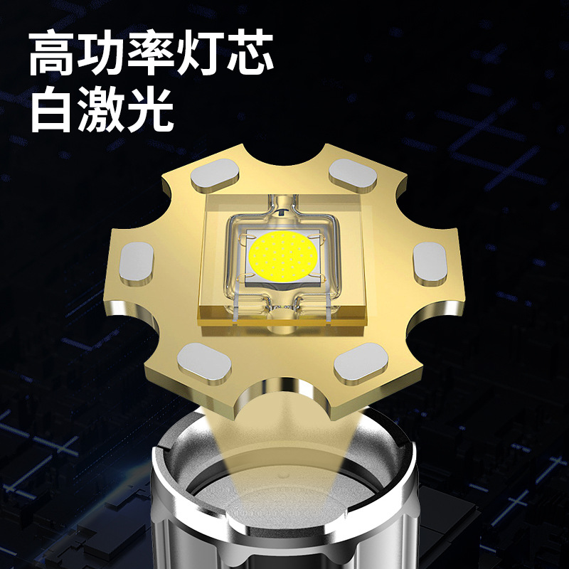 Aleación de aluminio linterna láser blanco fuerte luz de largo alcance linterna de alta potencia al aire libre que acampa linterna de iluminación al por mayor