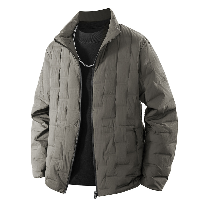 Chaqueta de invierno ligera para hombres 2025 invierno nuevo ocio versátil goma de prensa de collar 90 chaqueta caliente