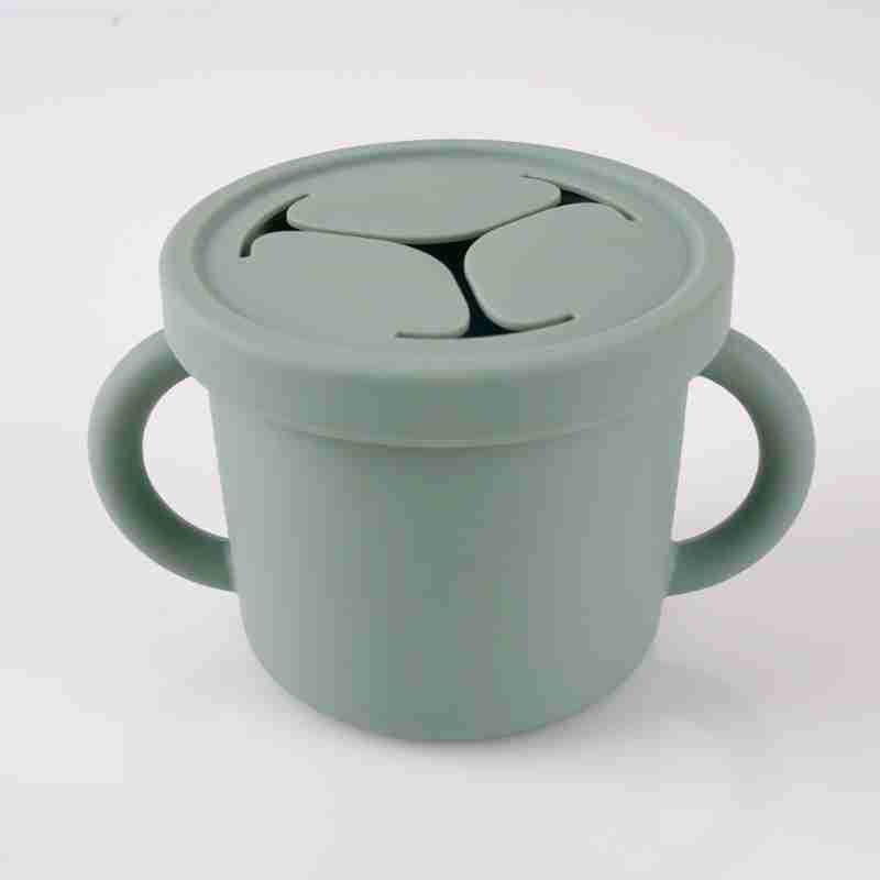 Amazon venta caliente taza para bebé taza de silicona para aprender a beber taza de bocadillos taza de pajita de aislamiento térmico para bebé taza de bocadillos a prueba de escaldaduras para bebé