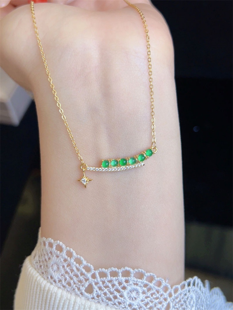 Vòng cổ ngọc bích tự nhiên bạc 925 mạ vàng mặt hồ lô phong thủy chi tiết 13