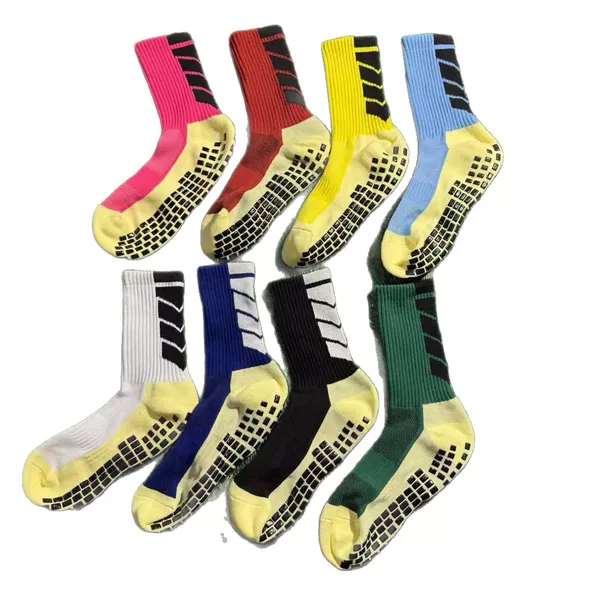 Men's Anti-Slip Sports Socks with Arrow Design, Football Socks, Sweat-Absorbing Towel Bottom Training Socks, Heat-Sealed Cross-Border Thick Long Tube Socks