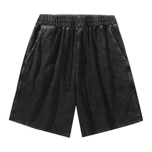 300g heavy-duty trendy loose plus-size casual distressed vintage sport American street-style shorts