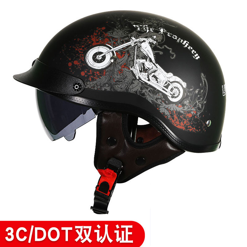Fábrica de cascos personalizados OEM retro medio casco de motocicleta para hombre casco de seguridad locomotora de verano coche eléctrico casco de pala
