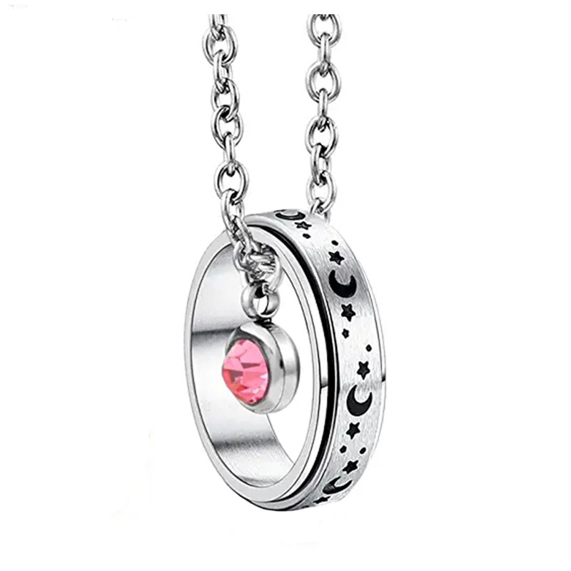 Fashion Star Titanium Steel Inlay Zircon Pendant Necklace 1 Piece