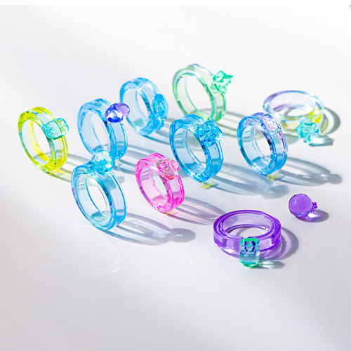 Glue diy mold faceted gemstone ring pigeon egg diamond ring collection abrasive tools Valentine's Day jewelry jewelry set