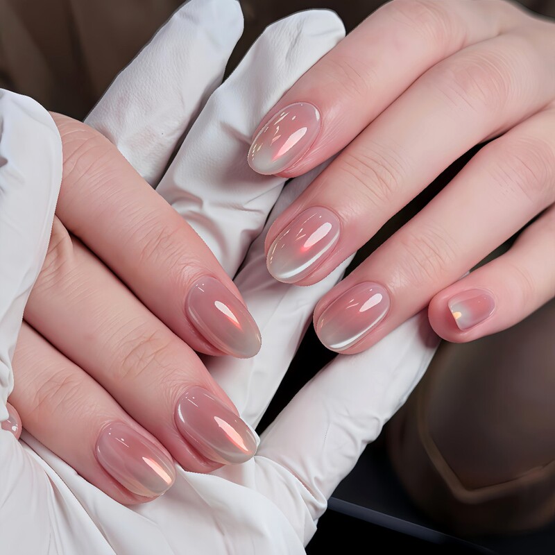 【Bubble Nail Art】Clear Pink Blue Gradient Hailey Aurora Cat Eye Gentle Minimalist High-End Handmade Wearable Nails 【Bubble Nail Art】Clear Pink Blue Gradient Hailey Aurora Cat Eye Gentle Minimalist High-End Handmade Wearable Nails