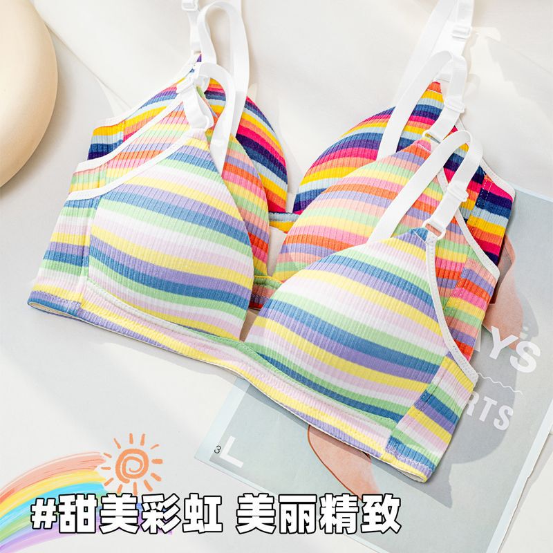 Dopamine girls rainbow girls Senior high school junior high school students small chest no steel ring development period factory direct underwear bra Dopamine girls rainbow girls Senior high school junior high school students small chest no steel ring development period factory direct underwear bra