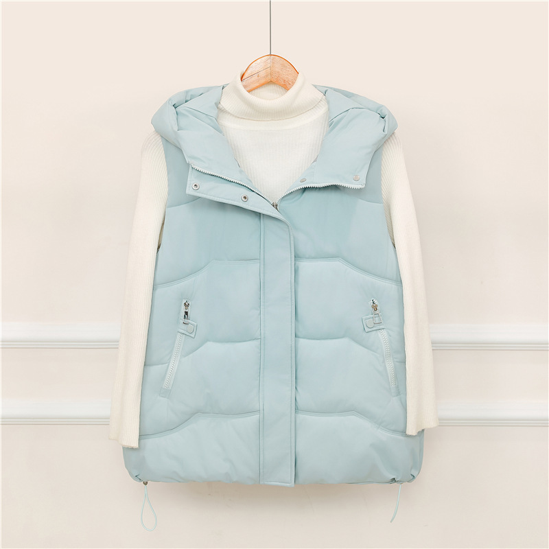 Comercio exterior algodón chaleco de invierno de otoño nuevo estilo coreano suelto medio largo encapuchado sin mangas algodón hombro de camisa de moda image 7