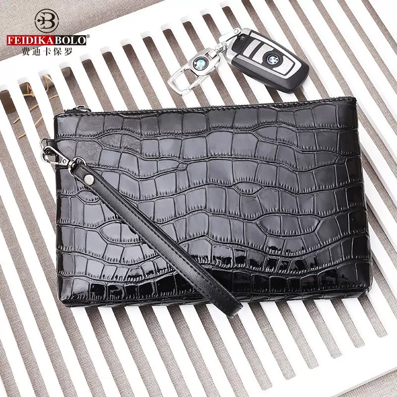 2025新款男士鳄鱼纹手拿包休闲男包信封包商务通勤大容量手抓包