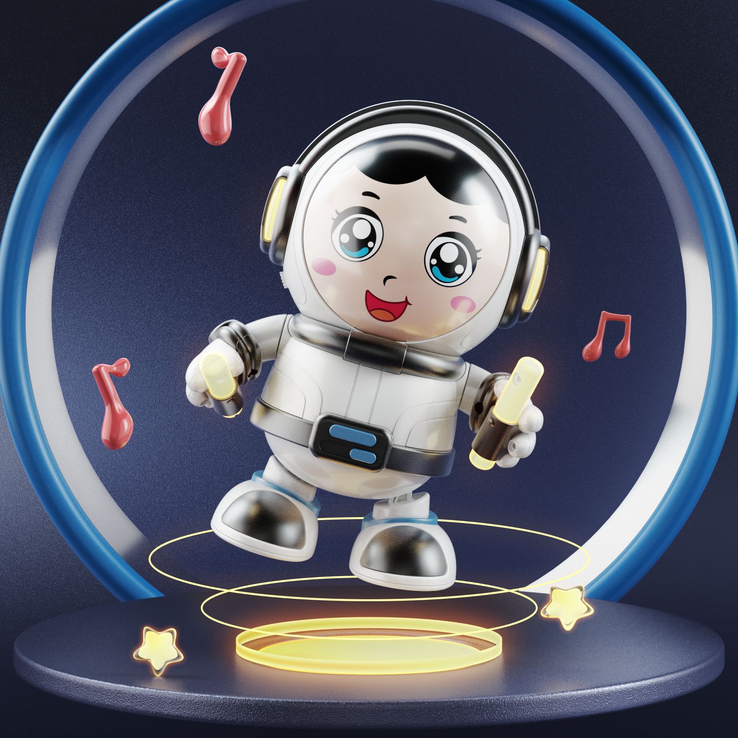 Espacio eléctrico transfronterizo columpio muñeca música educativa para niños juguete eléctrico para niños y niñas puesto de regalo al por mayor