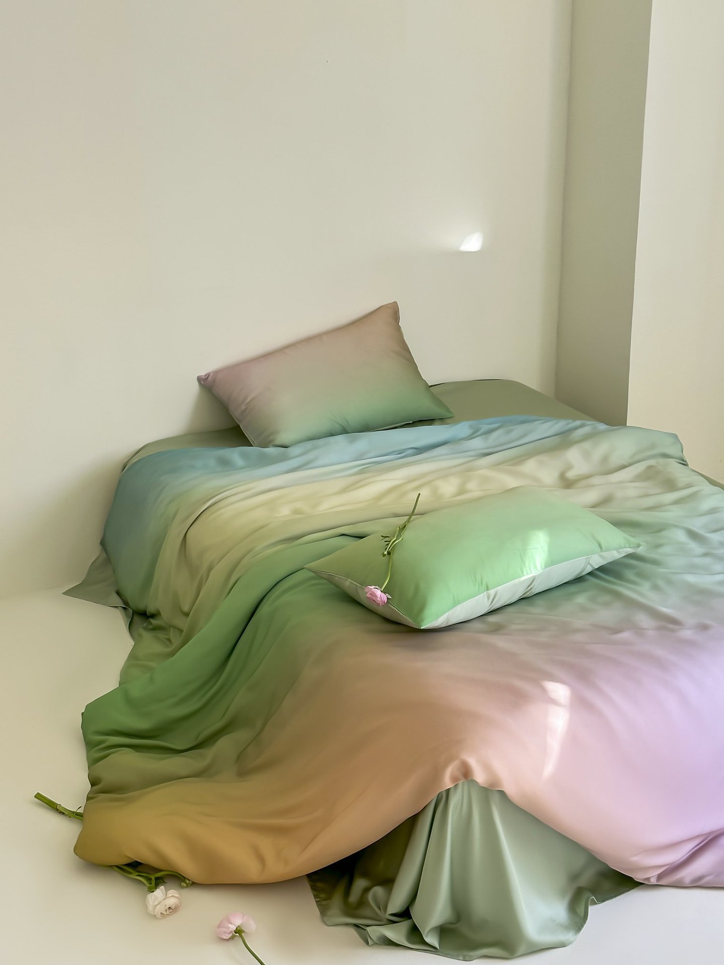 Luxury Tencel Duvet Cover Summer Cool Ice Silk Bedding Gradient_voghion.com