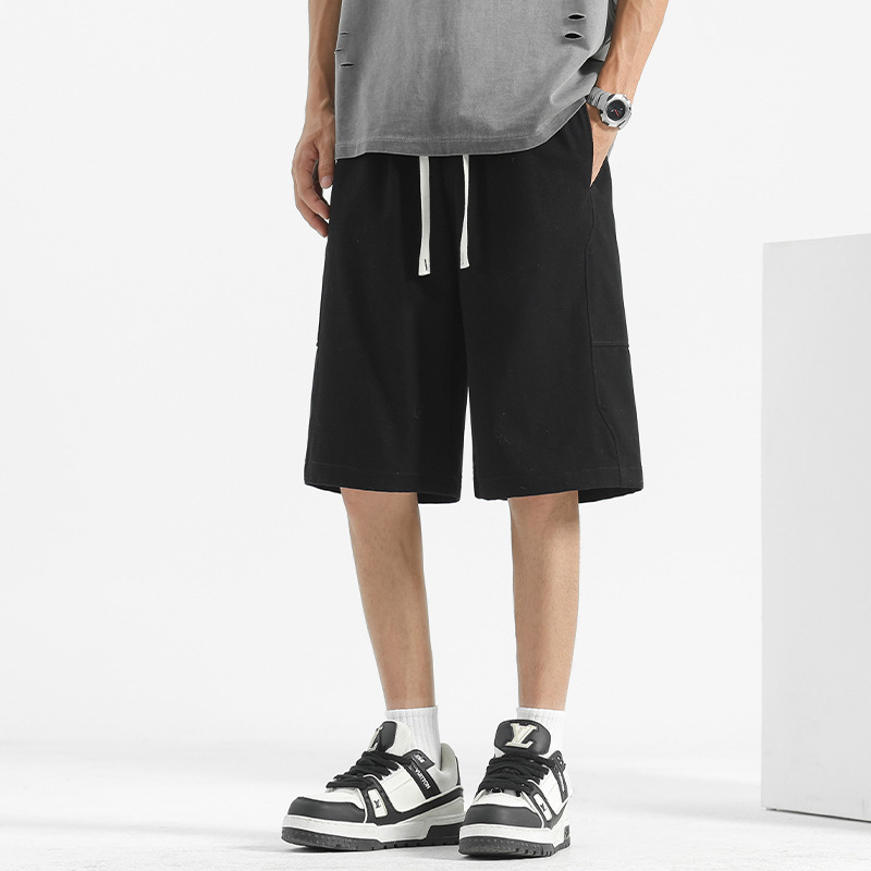 メンズショートパンツ、夏用アウターウェア、薄手の純綿バスケットボールパンツ、ミッドパンツ、ルーズビーチパンツ、ワークウェア、カジュアルパンツ|undefined