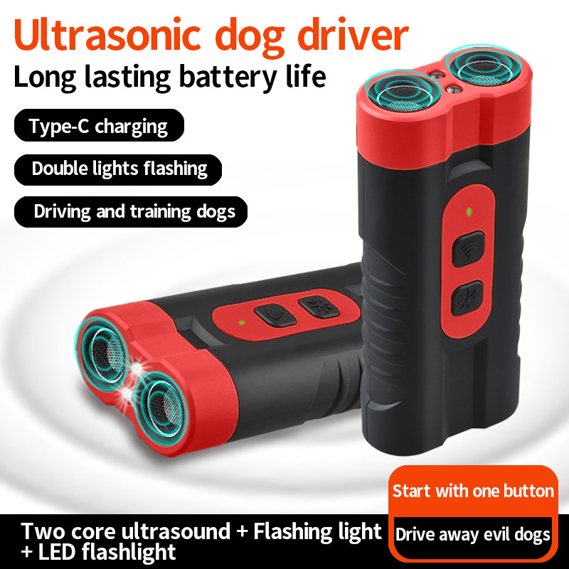 Pet Supplies Mini Ultrasonic Dog Repeller Handheld Portable Anti-Bite High-Power Dual-Head Anti-Barking Device for Animals