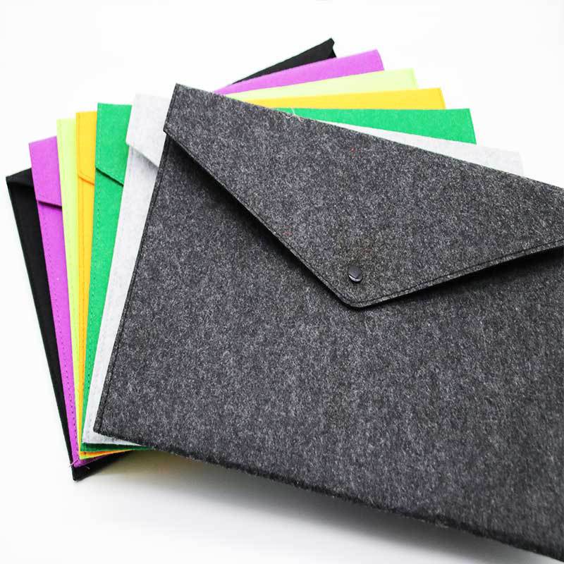 跨境毛毡文件袋简约手提a4文件包大容量学生档案袋资料袋可印Logo