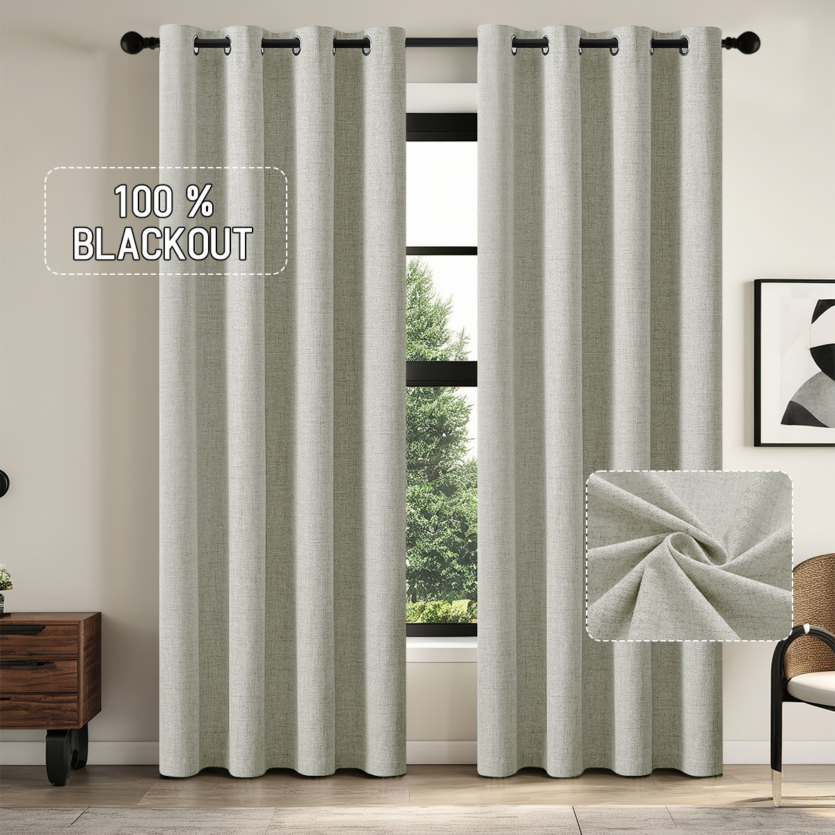 Imitación de lino compuesto cortina de sombreado completo sala de estar cortina de dormitorio tela gruesa alta sensación de cortina de sombreado transfronteriza