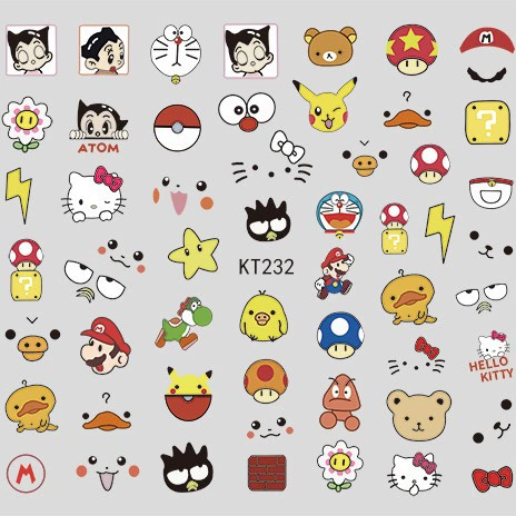 Детская наклейка для ногтей маникюр украшения мультфильм леденец животное детская наклейка для ногтей KT232-254