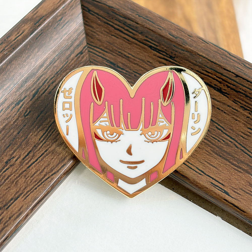 Anime Peripheral Enamel Metal Brooches, National Team 02 Heart Badges, Wholesale Pins for 2D Fans' Collection