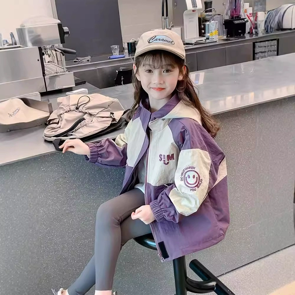Куртка для девочек весна и осень 2024 новый стиль иностранная детская весенняя одежда спортивная одежда маленькая девочка весенний топ