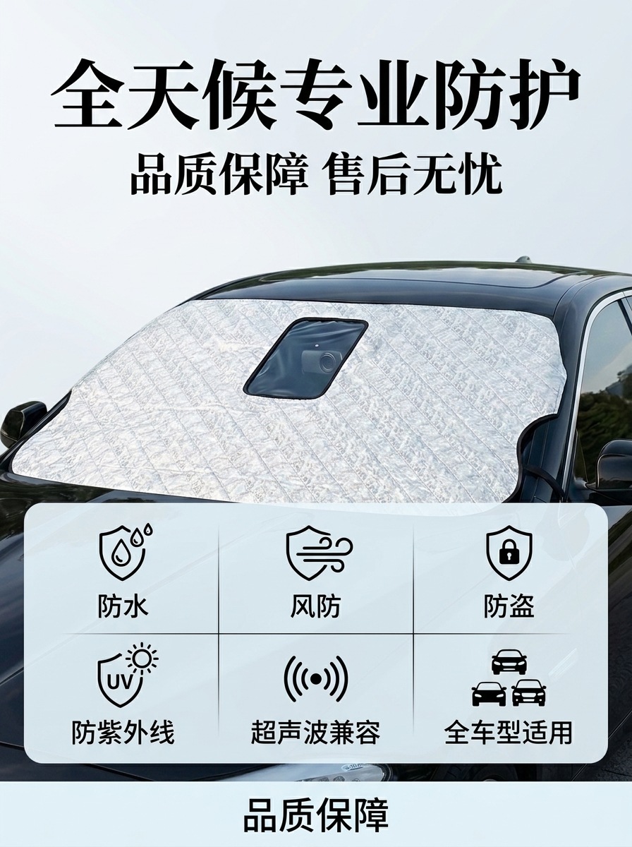 Car snow cover for the front windshield, thickened and insulated, sunshade, winter anti-freeze car snow cover half cover