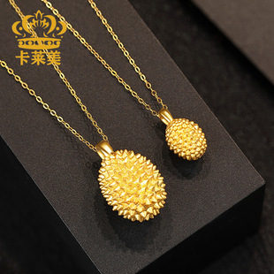 仟鑫珠宝 999 pure gold pendant for women 3d hard gold durian pendant small accessory dropshipping internet celebrity hot model