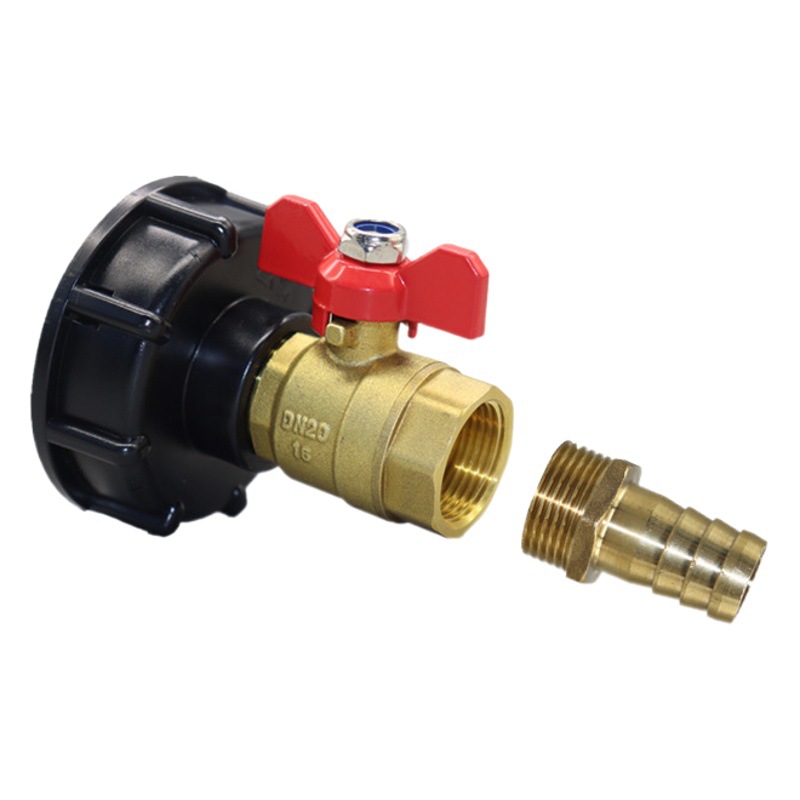 1000 L IBC tonelada conector de barril tonelada Válvula de barril interruptor de latón válvula de bola pagoda 25 manguera de conexión de 2 pulgadas NPS3/4 pulgadas
