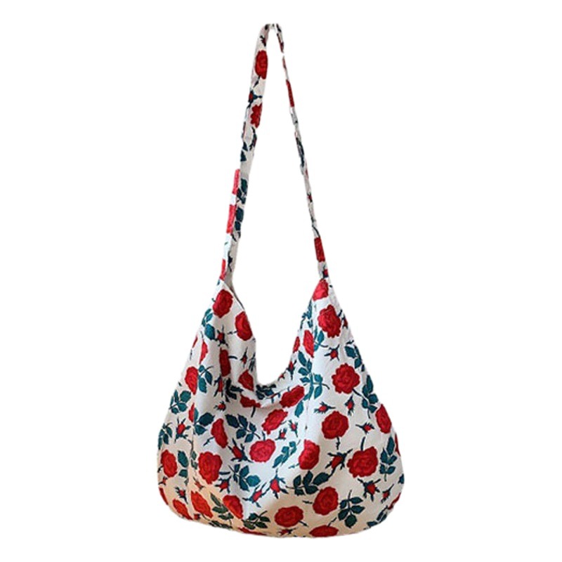 13165 Corea del Sur ins fresco floral bolsa de algodón estudiante retro lienzo bolso de hombro estilo occidental bolsa de mensajero de las mujeres
