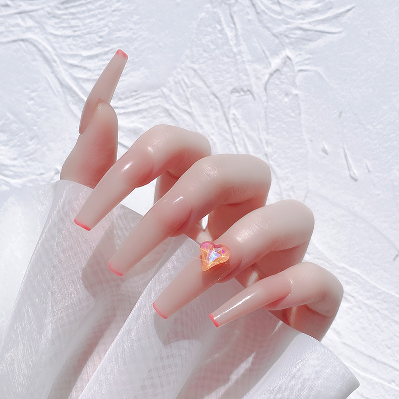 Candy Diamond Super Flash amor magia uñas en forma de diamante Verano de uñas fluorescente torcida Joyería de diamantes Corazón de melocotón