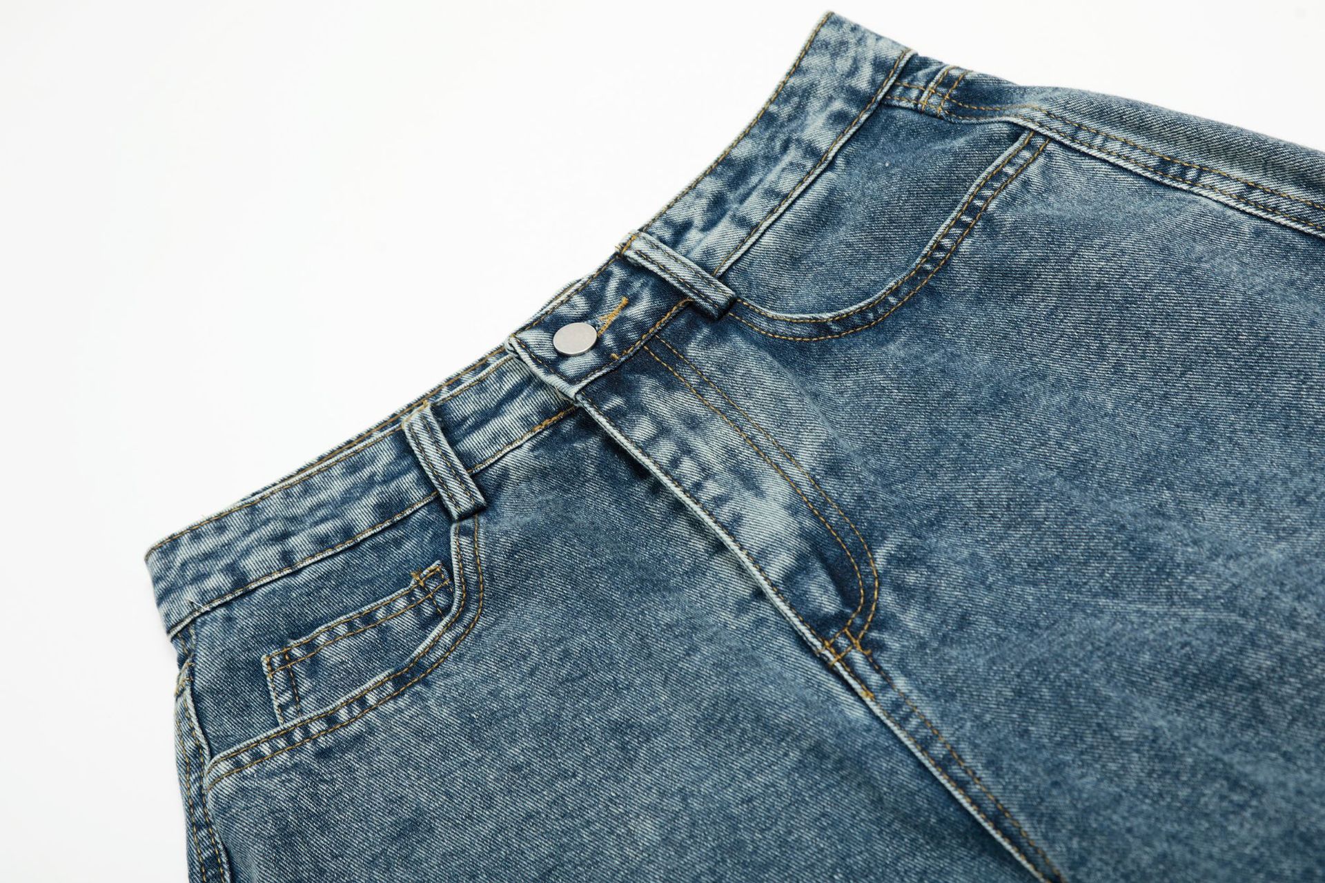 Korean-Style Distressed Washed Wide-Leg Jeans – Embroidered Star Details | Unisex Loose Fit Streetwear Denim Pants (S-XL, Blue/Black)​_mkmklike.com