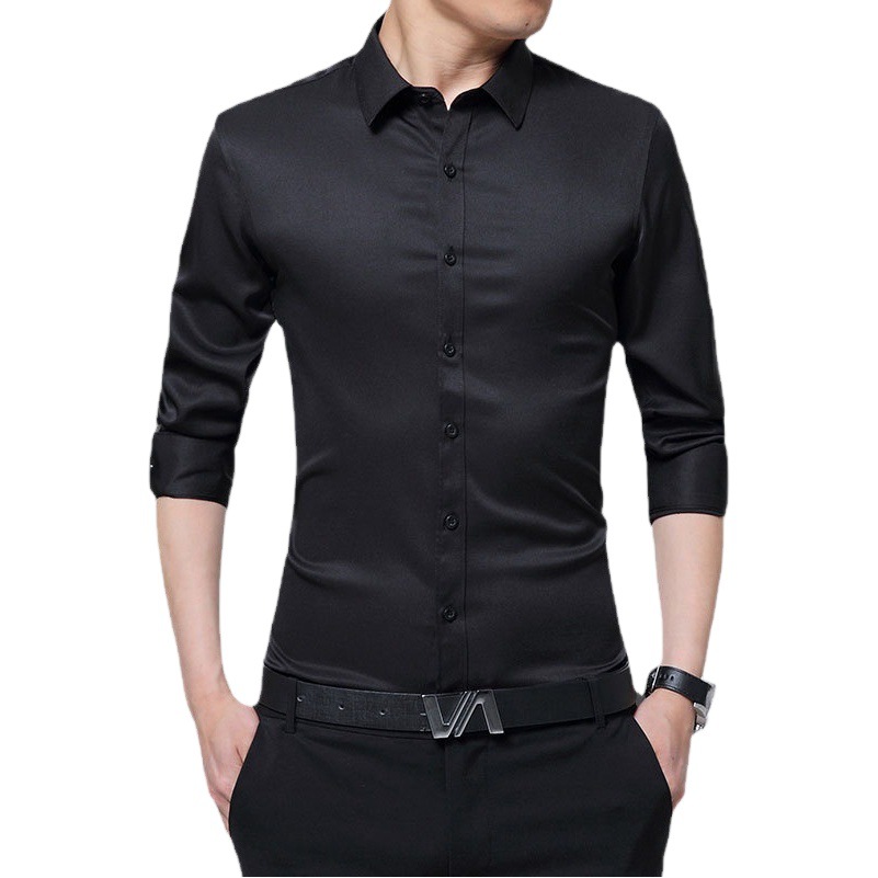 Camisa de los hombres de manga larga de primavera y otoño Delgado Ajuste de moda de negocios ropa formal no planchar camisa de los hombres guapo camisa blanca