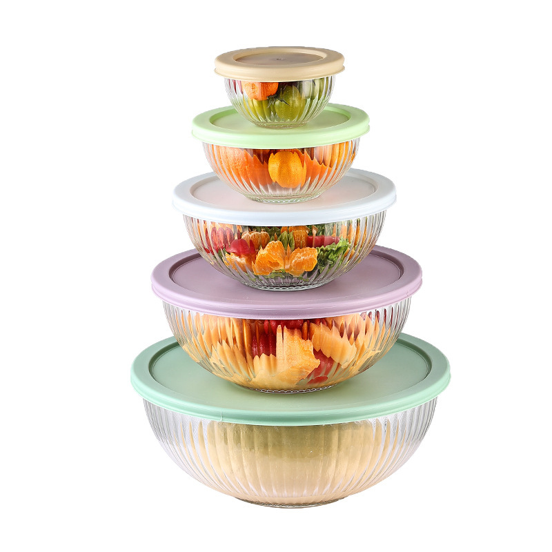 Tazón de ensalada de vidrio resistente al calor de alto borosilicato y cuenca de cara empaque a prueba de caídas transfronterizo Amazon FCM