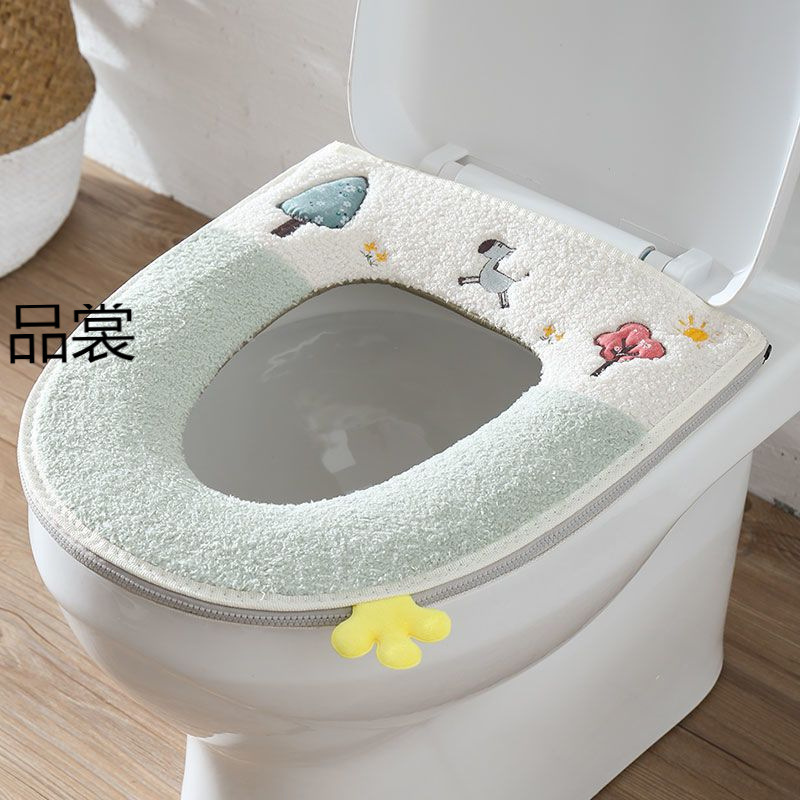 家用通用马桶垫防水厕所坐垫可爱坐便套拉链式秋冬加厚圈|undefined