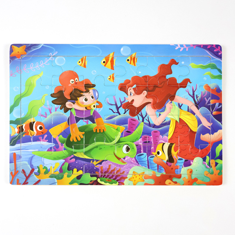 Madera 24 piezas de dibujos animados dinosaurios puzzle de madera plano juguetes de inteligencia infantil