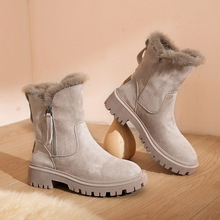 雪地靴女2022新款冬季皮毛一體時尚女加絨休閑馬丁靴厚底大棉靴