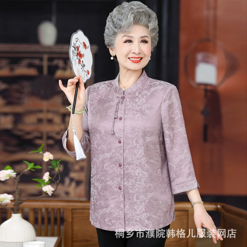 Новый китайский стиль национальный топ женский день матери мама летняя одежда 2025 новый средний и пожилой рубашка бабушка одежда