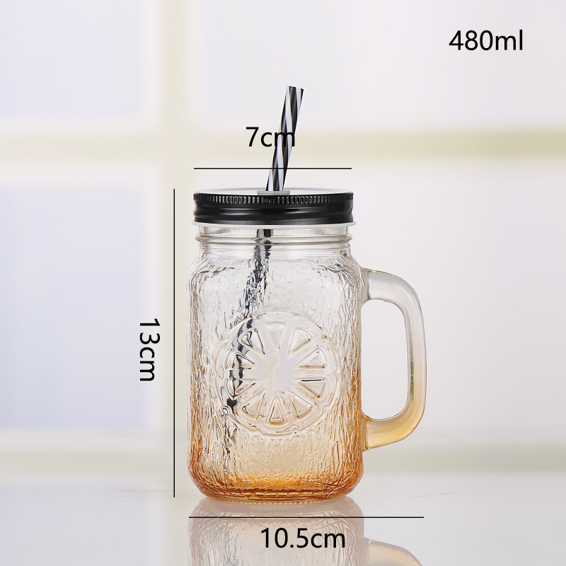 Fábrica al por mayor Polla taza Internet celebridad gradiente color Mason taza paja vidrio taza con mango fútbol taza de agua