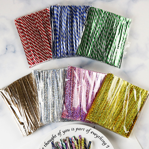 New 10cm baking packaging sealing laser twill tie wholesale crafts Christmas supplies bundle tie bag