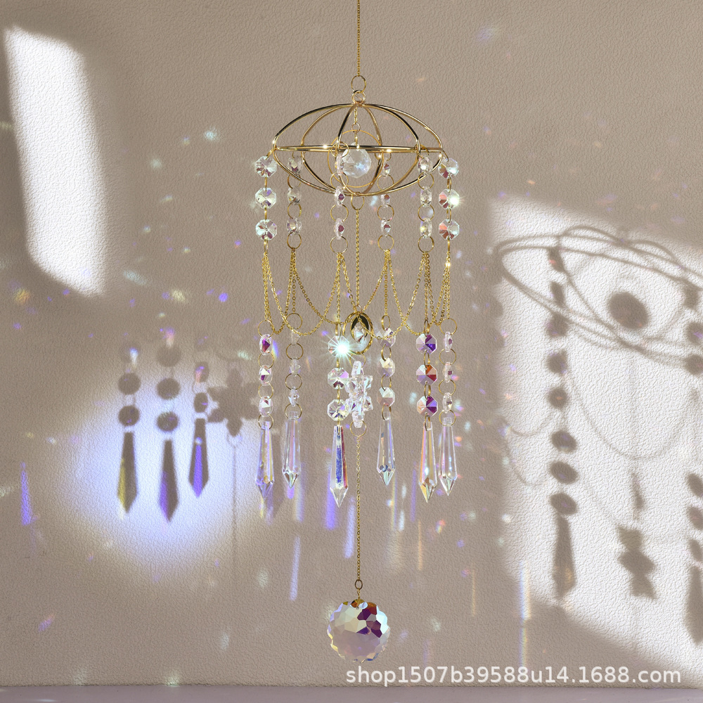 Fabricante de carga transfronteriza JOJO diseño decoración de ventana colgante planeta acrílico copo de nieve sol receptor cristal campanilla de viento