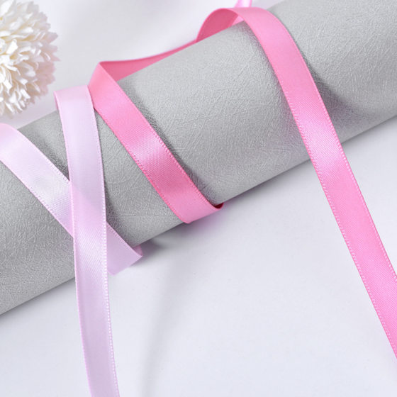 Yao Ming Ribbon Factory Direct Double-sided Satin Polyester Ribbon Gift Decoration Clothing Accessories Ribbon Pink Series