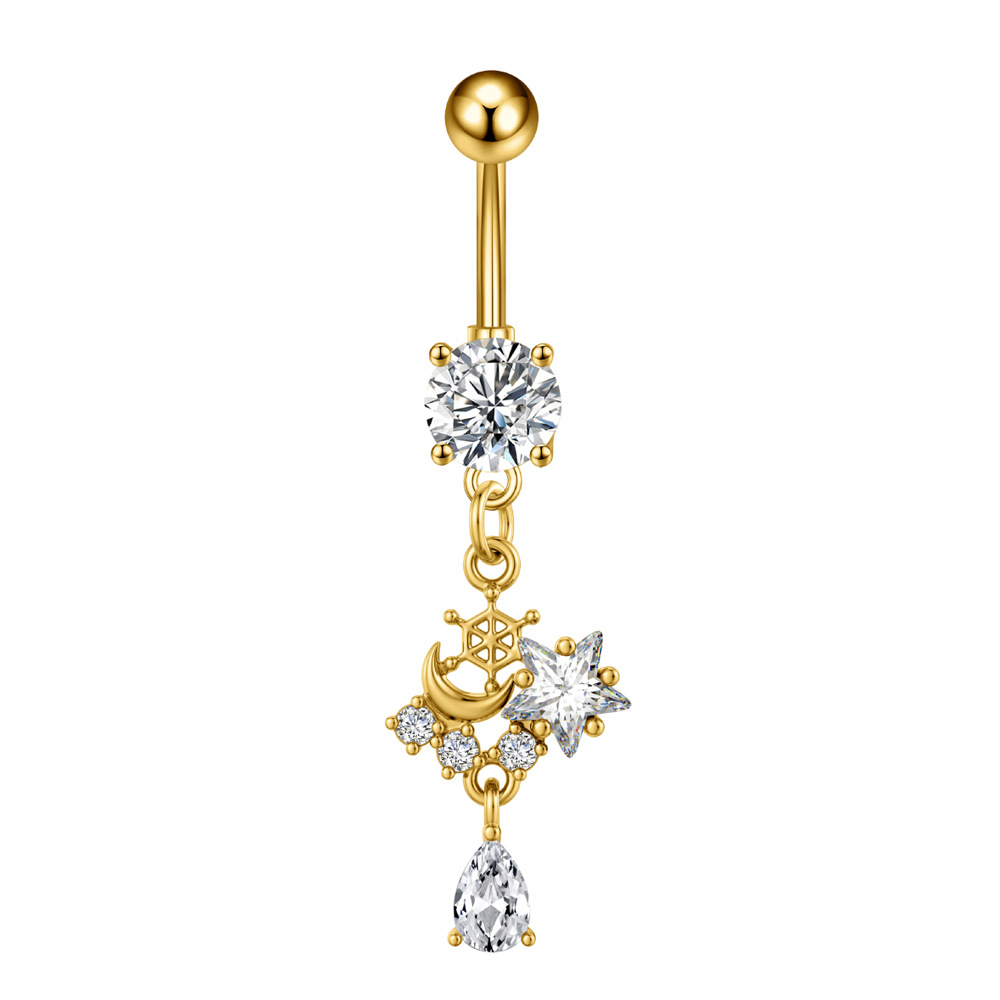 Nouveau piercing Cross-border R : Cœur, Cerise, Perle, Lune, Pentagramme, Zirconium, Papillon, Zircon, Acier inoxydable_voghion.com