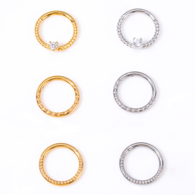2023 New Hot Sale Stainless Steel Diamond Nose Ring Zircon Nose Ornaments Women's Elegant Fashion Split Ring Universal Ring detail image 12