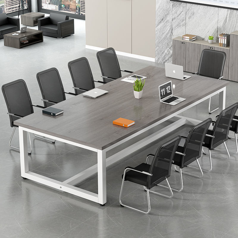 Mesa de conferencias Mesa larga Mesa de trabajo de capacitación para personal Mesa de negociación simple y moderna Mesa y silla Combinación Marco de acero Escritorio para computadora Escritorio