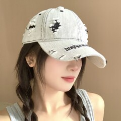 破洞个性美式复古做旧鸭舌帽子四季款街头潮牌百搭遮阳棒球帽