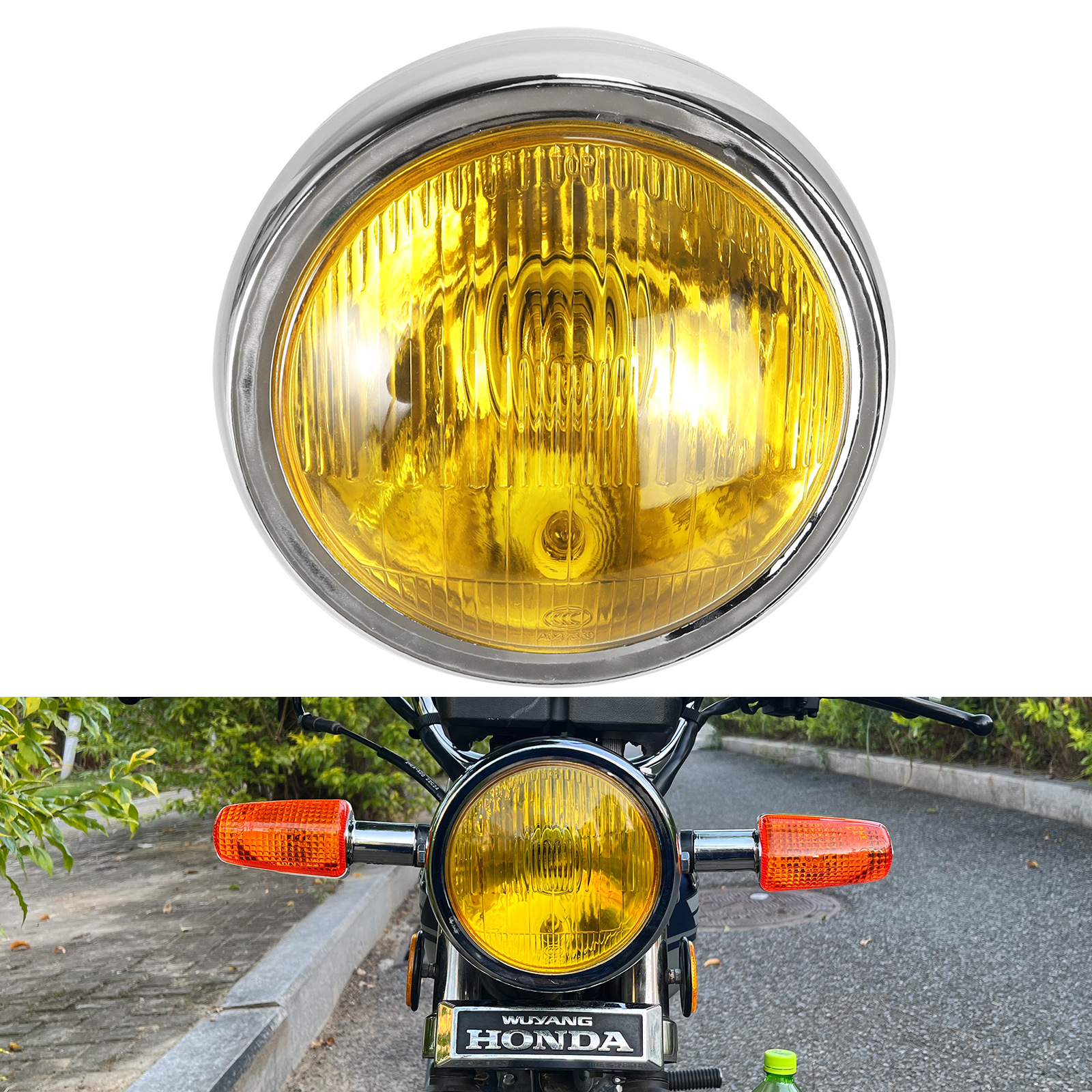 Modified Retro Headlight GN125 Retro Black Shell Round Headlight