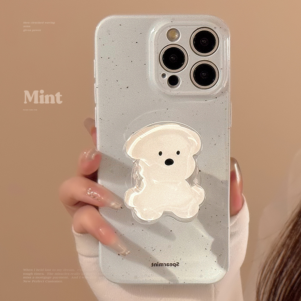 Funda para Teléfono iPhone 15 Pro Max con Soporte de Cachorro Estilo Coreano, Compatible con Apple 14, Película Protectora Suave, Cobertura Total 16, 17