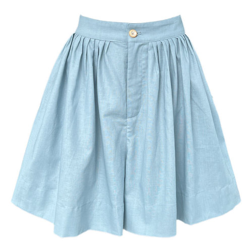 Lüxi Korean-style minimalist cotton-linen wide-leg shorts for women, summer new cool pleated A-line high-waist casual pants 1905