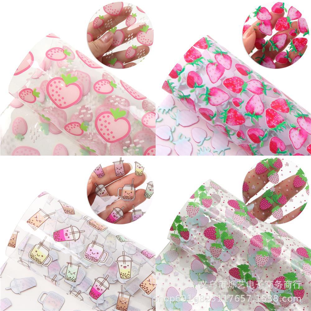 0.5mm西瓜草莓水果透明UV印刷切片皮革DIY零钱包包材料1Yc67636