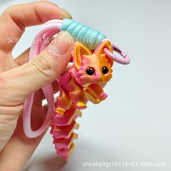 3Dプリントシミュレーションキツネ多関節可動ストラップ付き手作りモデルプレゼント装飾露店動物