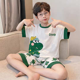 睡衣男童青少年2026新款夏季薄款短袖大童男孩儿童家居服套装