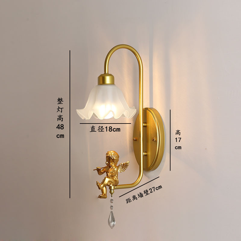 法式卧室床头壁灯北欧轻奢创意客厅电视背景墙灯楼梯复古天使壁灯|undefined