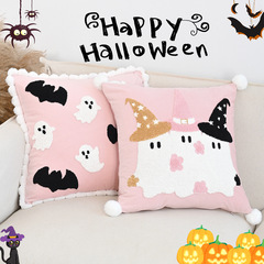 クロスボーダー北欧インホットセールハロウィンかわいいゴースト刺繍レースクッション枕カバーホームソファ装飾